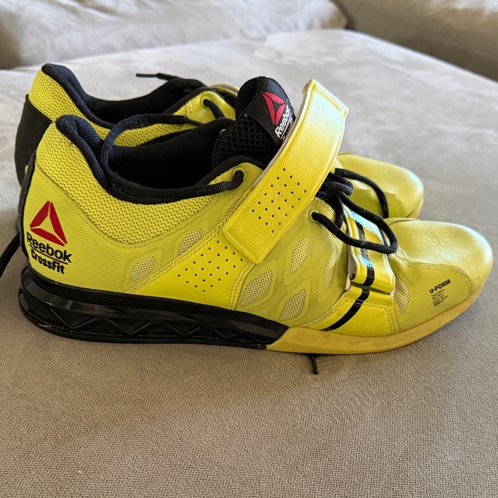 Reebok Bright Yellow and Black CrossFit Weightlifting Shoes
